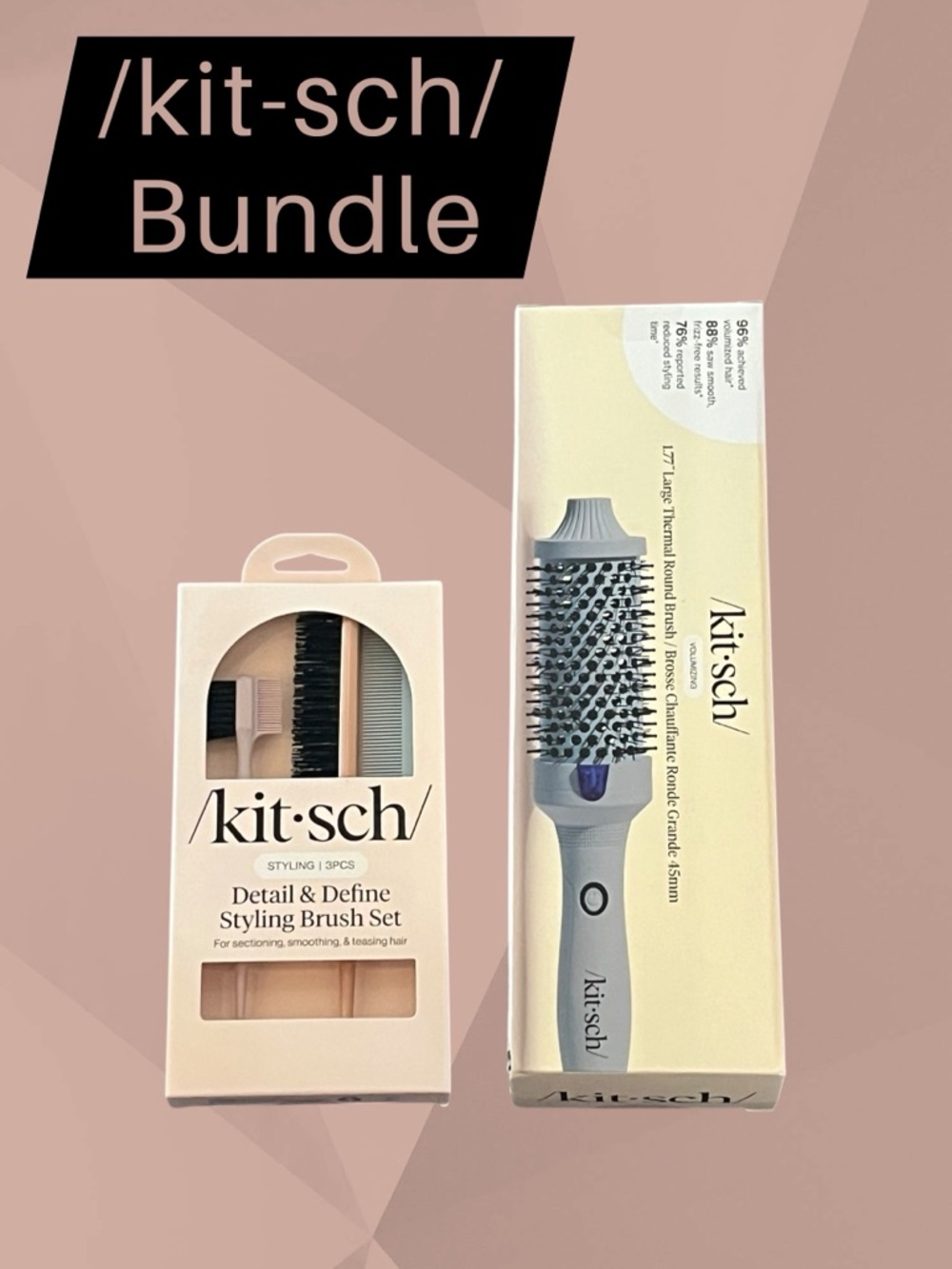 Kitsch Bundle Large Thermal Round Brush & 3pc Detail & Define
Styling Brush Set